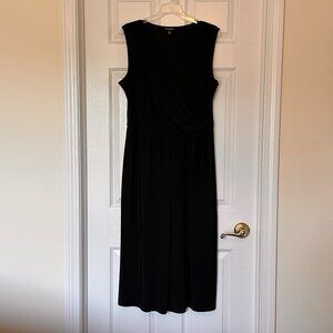 Roz & Ali Black Sleeveless Jumpsuit with Palazzo Pants & Waist Wrap – Petite L